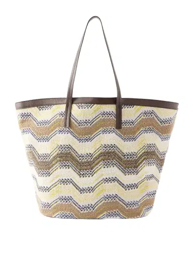 Missoni Leather-trimmed Striped Woven Tote | Thumbnail 1 Missoni Leather-trimmed Striped Woven Tote | Thumbnail 1