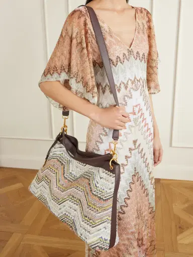 Missoni Sequined-embellished Striped Leather-trimmed Woven Shoulder Bag | Thumbnail 3 Missoni Sequined-embellished Striped Leather-trimmed Woven Shoulder Bag | Thumbnail 3