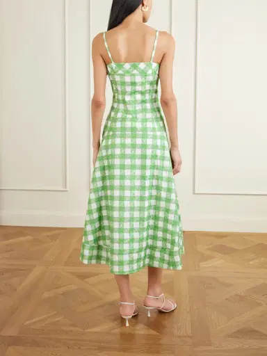 Rosie Assoulin Drope Me A Note Checked Cotton Midi Dress | Thumbnail 3 Rosie Assoulin Drope Me A Note Checked Cotton Midi Dress | Thumbnail 3