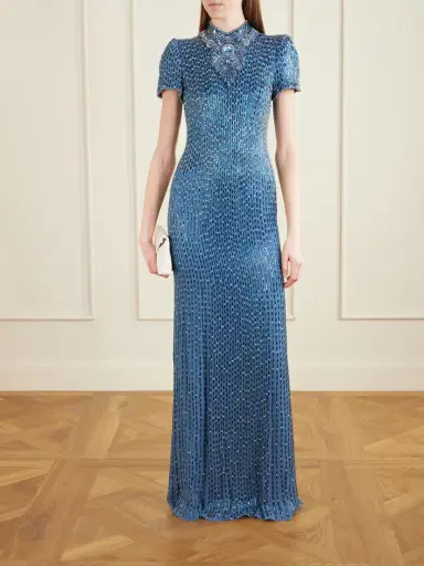Jenny Packham Amber Cape-effect Embellished Crepe Gown | Thumbnail 2 Jenny Packham Amber Cape-effect Embellished Crepe Gown | Thumbnail 2
