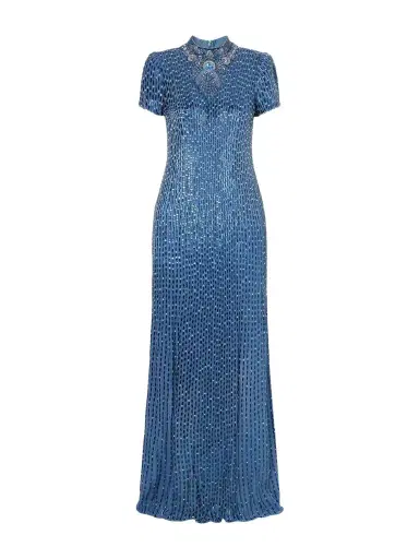 Jenny Packham Amber Cape-effect Embellished Crepe Gown | Thumbnail 1 Jenny Packham Amber Cape-effect Embellished Crepe Gown | Thumbnail 1