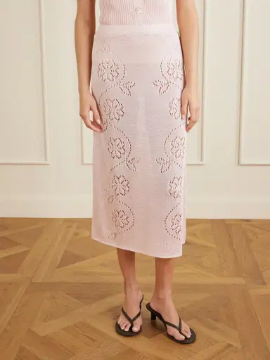 Calle Del Mar Embroidered Knitted Midi Skirt | Thumbnail 3 Calle Del Mar Embroidered Knitted Midi Skirt | Thumbnail 3