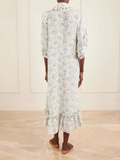MAISON MAYLE Batacalla Scarf-detailed Ruffled Floral-print Silk-crepe De Chine Midi Dress | Thumbnail 3 MAISON MAYLE Batacalla Scarf-detailed Ruffled Floral-print Silk-crepe De Chine Midi Dress | Thumbnail 3