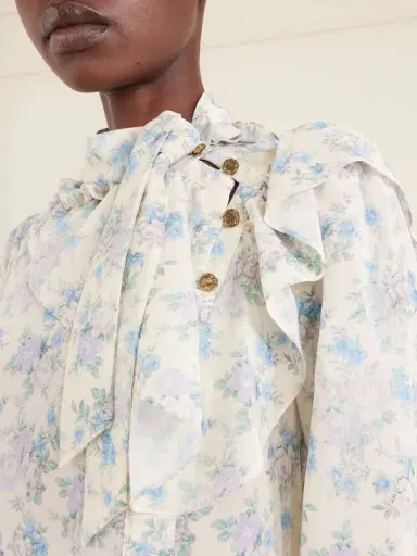 MAISON MAYLE Batacalla Scarf-detailed Ruffled Floral-print Silk-crepe De Chine Midi Dress | Thumbnail 4 MAISON MAYLE Batacalla Scarf-detailed Ruffled Floral-print Silk-crepe De Chine Midi Dress | Thumbnail 4