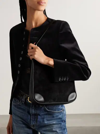 Nili Lotan Abbey Leather-trimmed Suede Shoulder Bag | Thumbnail 2 Nili Lotan Abbey Leather-trimmed Suede Shoulder Bag | Thumbnail 2
