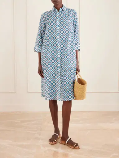 Max Mara Beachwear Printed Cotton And Silk-blend Midi Dress | Thumbnail 2 Max Mara Beachwear Printed Cotton And Silk-blend Midi Dress | Thumbnail 2
