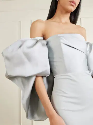 Solace London Floris Off-the-shoulder Satin-twill And Crepe Maxi Dress | Thumbnail 4 Solace London Floris Off-the-shoulder Satin-twill And Crepe Maxi Dress | Thumbnail 4