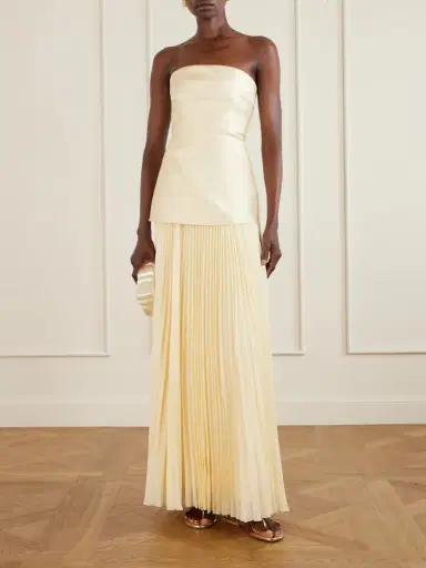 Solace London Claudette Steapless Twill And Chiffon Gown | Thumbnail 2 Solace London Claudette Steapless Twill And Chiffon Gown | Thumbnail 2