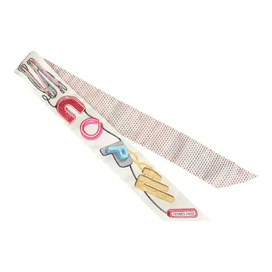 HERMÈS Hermes "Chevaloscope Pointille" White, Bleu Rouge and Vert Silk Twilly | Thumbnail 2 HERMÈS Hermes "Chevaloscope Pointille" White, Bleu Rouge and Vert Silk Twilly | Thumbnail 2