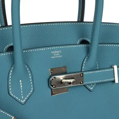 HERMÈS Hermes Birkin 30 Blue Jean Togo Palladium Hardware | Thumbnail 7 HERMÈS Hermes Birkin 30 Blue Jean Togo Palladium Hardware | Thumbnail 7