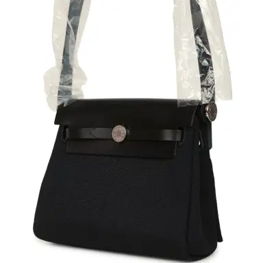 HERMÈS Hermes Herbag Zip 20 Mini Black Toile Militaire Canvas and Vache Hunter Palladium Hardware | Thumbnail 5 HERMÈS Hermes Herbag Zip 20 Mini Black Toile Militaire Canvas and Vache Hunter Palladium Hardware | Thumbnail 5