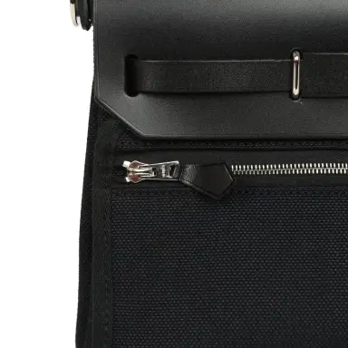 HERMÈS Hermes Herbag Zip 20 Mini Black Toile Militaire Canvas and Vache Hunter Palladium Hardware | Thumbnail 9 HERMÈS Hermes Herbag Zip 20 Mini Black Toile Militaire Canvas and Vache Hunter Palladium Hardware | Thumbnail 9
