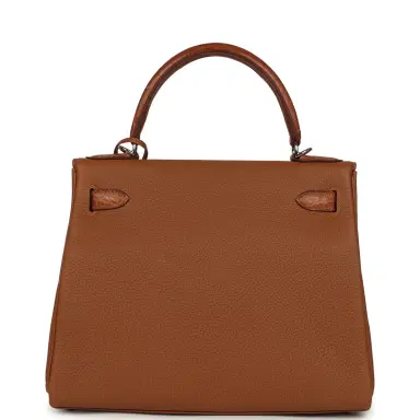 HERMÈS Hermes Kelly Retourne 28 Gold Togo and Matte Porosus Crocodile Touch Palladium Hardware | Thumbnail 4 HERMÈS Hermes Kelly Retourne 28 Gold Togo and Matte Porosus Crocodile Touch Palladium Hardware | Thumbnail 4
