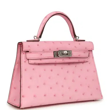 HERMÈS Hermes Kelly Sellier 20 Bubblegum Ostrich Boreal Palladium Hardware | Thumbnail 2 HERMÈS Hermes Kelly Sellier 20 Bubblegum Ostrich Boreal Palladium Hardware | Thumbnail 2