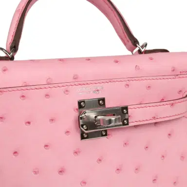 HERMÈS Hermes Kelly Sellier 20 Bubblegum Ostrich Boreal Palladium Hardware | Thumbnail 7 HERMÈS Hermes Kelly Sellier 20 Bubblegum Ostrich Boreal Palladium Hardware | Thumbnail 7