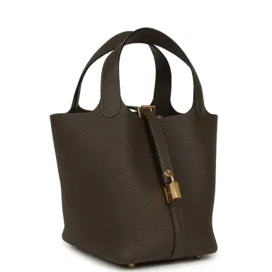 HERMÈS Hermes Picotin Lock 18 Vert Loden Clemence Gold Hardware | Thumbnail 2 HERMÈS Hermes Picotin Lock 18 Vert Loden Clemence Gold Hardware | Thumbnail 2