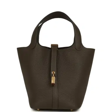 HERMÈS Hermes Picotin Lock 18 Vert Loden Clemence Gold Hardware | Thumbnail 1 HERMÈS Hermes Picotin Lock 18 Vert Loden Clemence Gold Hardware | Thumbnail 1