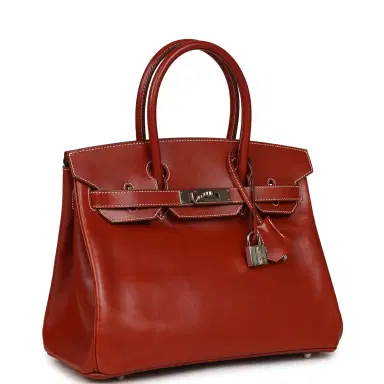 HERMÈS Pre-owned Hermes Birkin 30 Brique Box Palladium Hardware | Thumbnail 2 HERMÈS Pre-owned Hermes Birkin 30 Brique Box Palladium Hardware | Thumbnail 2