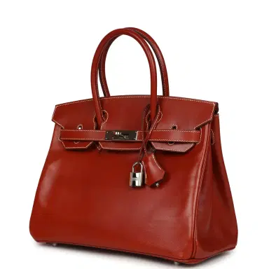 HERMÈS Pre-owned Hermes Birkin 30 Brique Box Palladium Hardware | Thumbnail 5 HERMÈS Pre-owned Hermes Birkin 30 Brique Box Palladium Hardware | Thumbnail 5