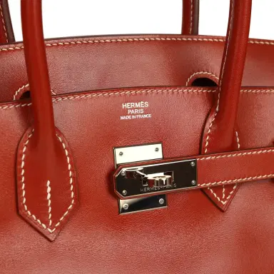 HERMÈS Pre-owned Hermes Birkin 30 Brique Box Palladium Hardware | Thumbnail 7 HERMÈS Pre-owned Hermes Birkin 30 Brique Box Palladium Hardware | Thumbnail 7