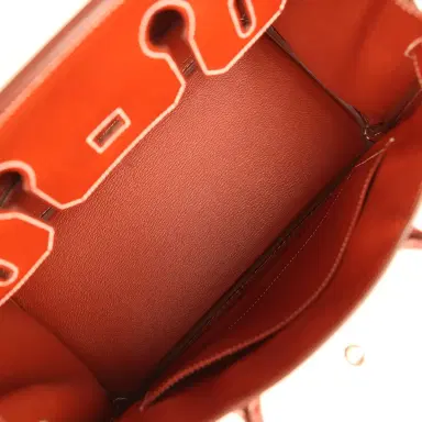 HERMÈS Pre-owned Hermes Birkin 30 Brique Box Palladium Hardware | Thumbnail 8 HERMÈS Pre-owned Hermes Birkin 30 Brique Box Palladium Hardware | Thumbnail 8