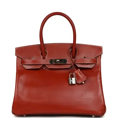 HERMÈS Pre-owned Hermes Birkin 30 Brique Box Palladium Hardware | Thumbnail 1 HERMÈS Pre-owned Hermes Birkin 30 Brique Box Palladium Hardware | Thumbnail 1