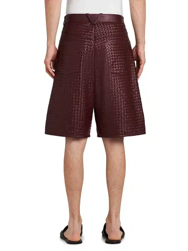 Bottega Veneta Men's Intrecciato Leather Shorts - Barolo | Thumbnail 5 Bottega Veneta Men's Intrecciato Leather Shorts - Barolo | Thumbnail 5