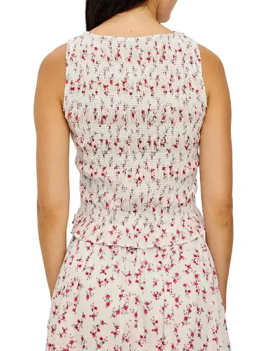 RAILS Women's Kane Floral Cotton Smocked Sleeveless Top - Rouge Romantic - Size Medium | Thumbnail 4 RAILS Women's Kane Floral Cotton Smocked Sleeveless Top - Rouge Romantic - Size Medium | Thumbnail 4