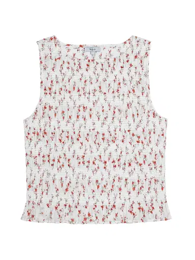 RAILS Women's Kane Floral Cotton Smocked Sleeveless Top - Rouge Romantic - Size Medium | Thumbnail 1 RAILS Women's Kane Floral Cotton Smocked Sleeveless Top - Rouge Romantic - Size Medium | Thumbnail 1