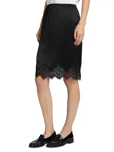 Nili Lotan Women's Thea Silk Lace-Hem Skirt - Black | Thumbnail 4 Nili Lotan Women's Thea Silk Lace-Hem Skirt - Black | Thumbnail 4