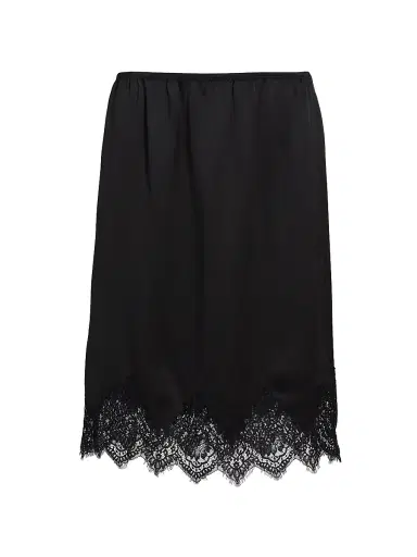 Nili Lotan Women's Thea Silk Lace-Hem Skirt - Black | Thumbnail 1 Nili Lotan Women's Thea Silk Lace-Hem Skirt - Black | Thumbnail 1