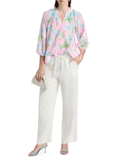 Lilly Pulitzer Women's Lourdes Floral Cotton-Blend Blouse | Thumbnail 2 Lilly Pulitzer Women's Lourdes Floral Cotton-Blend Blouse | Thumbnail 2