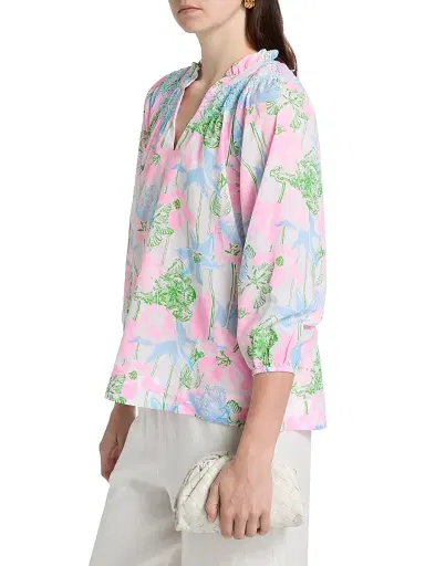 Lilly Pulitzer Women's Lourdes Floral Cotton-Blend Blouse | Thumbnail 4 Lilly Pulitzer Women's Lourdes Floral Cotton-Blend Blouse | Thumbnail 4