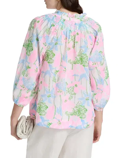 Lilly Pulitzer Women's Lourdes Floral Cotton-Blend Blouse | Thumbnail 5 Lilly Pulitzer Women's Lourdes Floral Cotton-Blend Blouse | Thumbnail 5