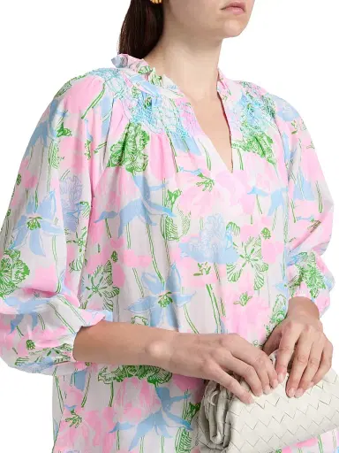 Lilly Pulitzer Women's Lourdes Floral Cotton-Blend Blouse | Thumbnail 6 Lilly Pulitzer Women's Lourdes Floral Cotton-Blend Blouse | Thumbnail 6