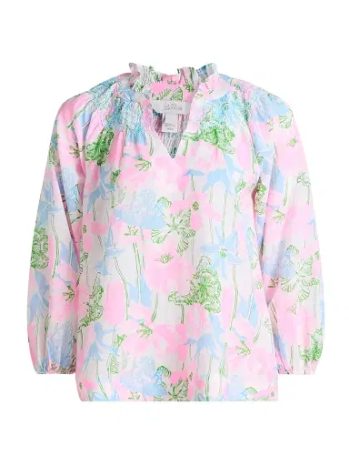 Lilly Pulitzer Women's Lourdes Floral Cotton-Blend Blouse | Thumbnail 1 Lilly Pulitzer Women's Lourdes Floral Cotton-Blend Blouse | Thumbnail 1