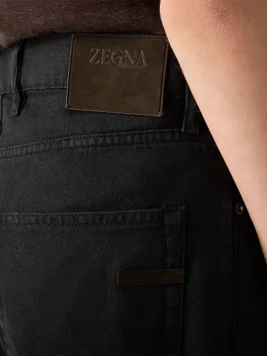 ZEGNA Men's Stretch Cotton and Linen Roccia Jeans - Navy Blue | Thumbnail 5 ZEGNA Men's Stretch Cotton and Linen Roccia Jeans - Navy Blue | Thumbnail 5