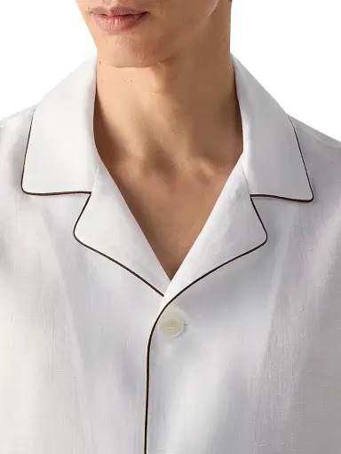 ZEGNA Men's Oasi Lino Pajamas - White | Thumbnail 4 ZEGNA Men's Oasi Lino Pajamas - White | Thumbnail 4