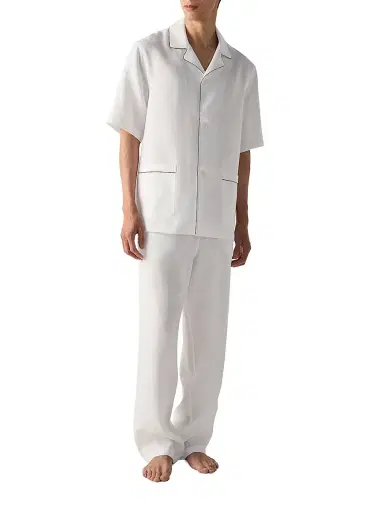 ZEGNA Men's Oasi Lino Pajamas - White | Thumbnail 5 ZEGNA Men's Oasi Lino Pajamas - White | Thumbnail 5