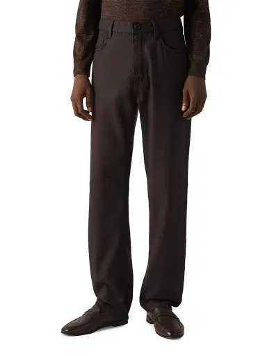 ZEGNA Men's Stretch Cotton and Linen Roccia Pants - Dark Brown | Thumbnail 2 ZEGNA Men's Stretch Cotton and Linen Roccia Pants - Dark Brown | Thumbnail 2