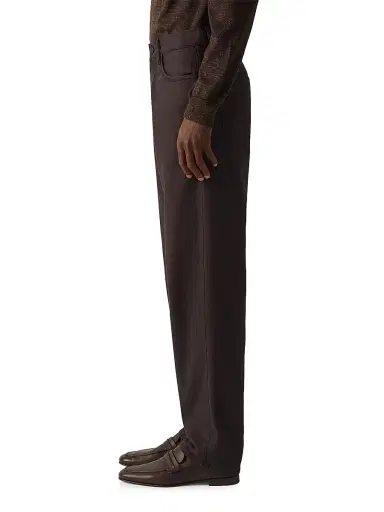 ZEGNA Men's Stretch Cotton and Linen Roccia Pants - Dark Brown | Thumbnail 3 ZEGNA Men's Stretch Cotton and Linen Roccia Pants - Dark Brown | Thumbnail 3