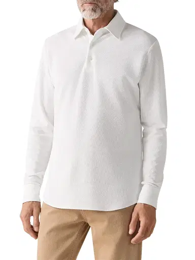 ZEGNA Men's Cotton Polo Shirt - Optical White | Thumbnail 2 ZEGNA Men's Cotton Polo Shirt - Optical White | Thumbnail 2