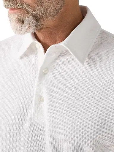 ZEGNA Men's Cotton Polo Shirt - Optical White | Thumbnail 4 ZEGNA Men's Cotton Polo Shirt - Optical White | Thumbnail 4
