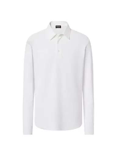 ZEGNA Men's Cotton Polo Shirt - Optical White | Thumbnail 1 ZEGNA Men's Cotton Polo Shirt - Optical White | Thumbnail 1