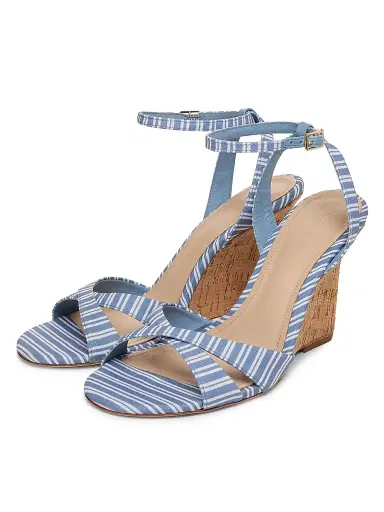 22élevé Women's 100MM Cork Wedge Sandals - Blue Stripe - Size 12 | Thumbnail 2 22élevé Women's 100MM Cork Wedge Sandals - Blue Stripe - Size 12 | Thumbnail 2