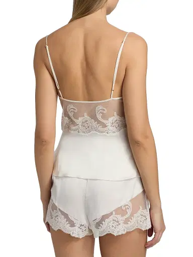 Kiki de Montparnasse Women's Voltaire Lace-Embellished Silk Cami - Ivory - Size 10 | Thumbnail 4 Kiki de Montparnasse Women's Voltaire Lace-Embellished Silk Cami - Ivory - Size 10 | Thumbnail 4