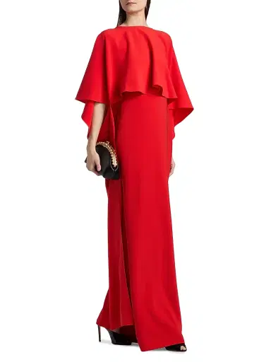 Amsale Women's High-Low Cape Stole - Persimmon | Thumbnail 2 Amsale Women's High-Low Cape Stole - Persimmon | Thumbnail 2