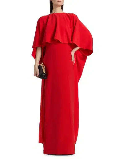 Amsale Women's High-Low Cape Stole - Persimmon | Thumbnail 3 Amsale Women's High-Low Cape Stole - Persimmon | Thumbnail 3
