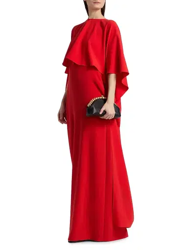 Amsale Women's High-Low Cape Stole - Persimmon | Thumbnail 4 Amsale Women's High-Low Cape Stole - Persimmon | Thumbnail 4
