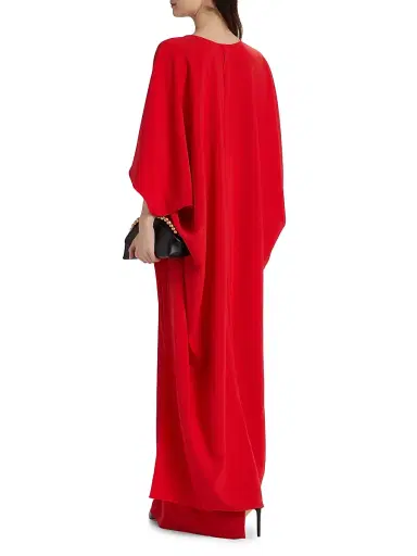 Amsale Women's High-Low Cape Stole - Persimmon | Thumbnail 5 Amsale Women's High-Low Cape Stole - Persimmon | Thumbnail 5